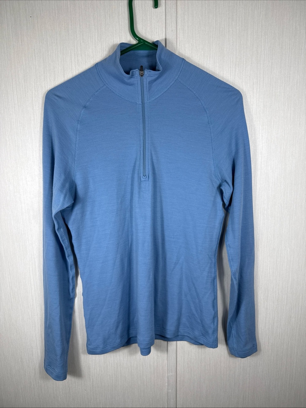 Ibex M Blue Womens 1/4 Zip 100% Merino Wool Base Layer Made In USA
